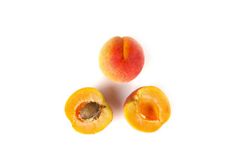 Fresh ripe apricot isolated on white background