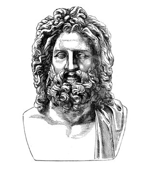 Ancient Roman bust of hellenic god Zeus, found in Umbrian city Otricoli in 1775, now in Vatican museum