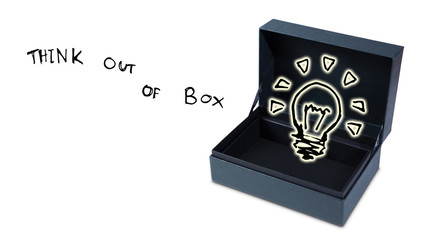 open box freehand sketch think out of box idea concept