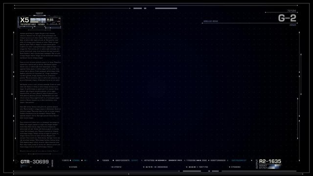 HUD concept design of Frame Interface. With brackets, equalizers, data, futuristic elements 4K | 3840 x 2160 | 0:30 sec