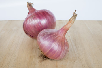 Closeup of Shallots on white background