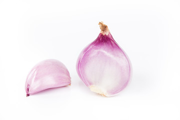 Closeup of Shallots on white background