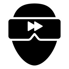 Virtual reality Next illustration - glyph style icon - Filled black