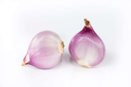 Closeup of Shallots on white background