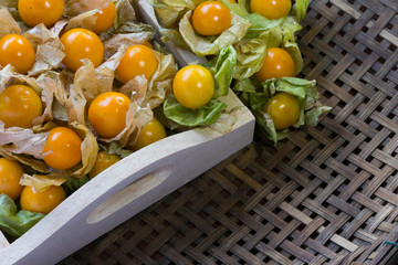 cape gooseberry on wooden background
