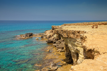 Rocky sea shore. Nature Cyprus