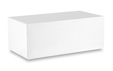 White rectangular box shot at an angle