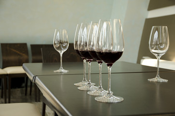 Red and white wine Glasses for wine tasting