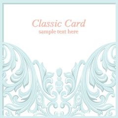 Vintage Baroque Lace Invitation card Imperial style. Vector decor background. Luxury Delicate Classic ornament. Royal Victorian floral for birthday, wedding, textile print, wallpaper, wrapping