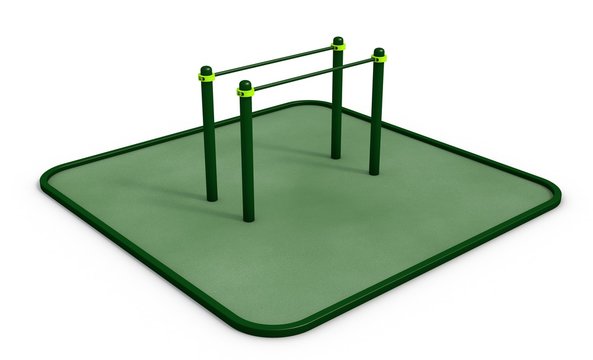 Parallel bars at sports ground for workout. 3D rendering.