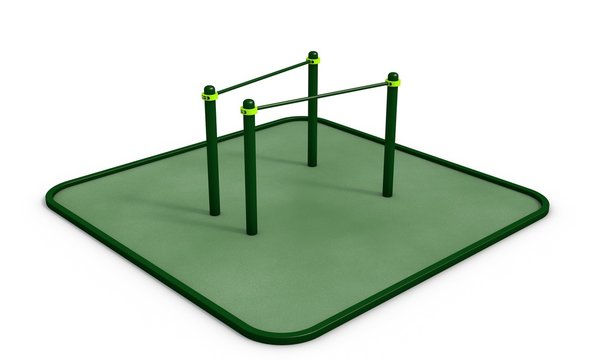 Parallel bars at sports ground for workout. 3D rendering.