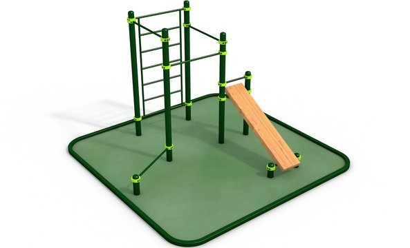 Parallel bars at sports ground for workout. 3D rendering.