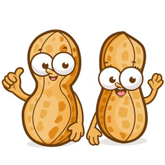 Cartoon peanut characters. Vector illustration