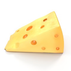 Cheese Wedge on white. 3D illustration