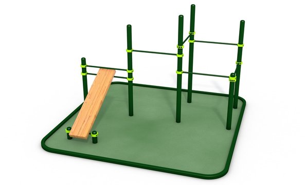 Parallel bars at sports ground for workout. 3D rendering.