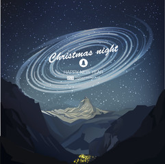 Star night vector illustration. Christmas night