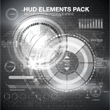 HUD background outer space. infographic elements. futuristic user interface. Vector science Polygonal background. Black and white infographic elements. futuristic user interface HUD