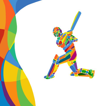 Abstract cricket player vector color illustration
