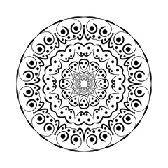 Abstract flat black round twelve-axes vector design. Suitable for decoration.
