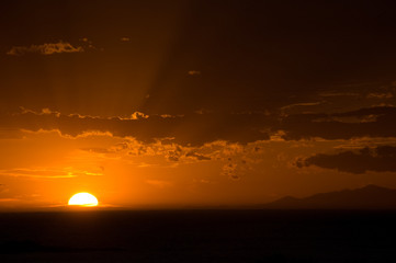 Sun setting in New Zealand