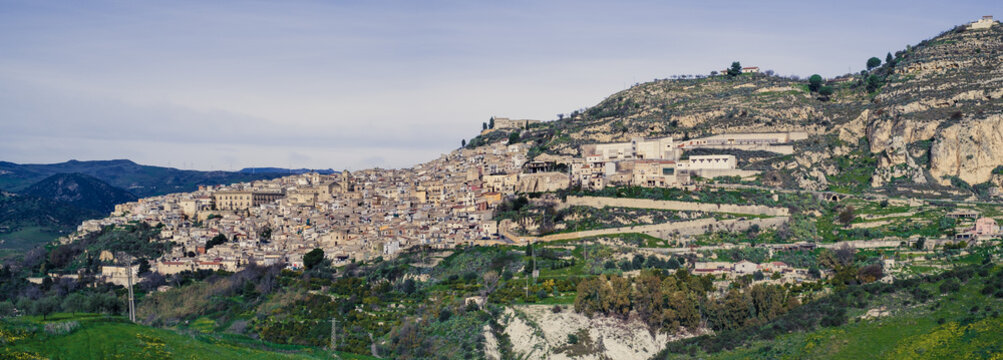 Leonforte, typical Sicilian inland village on the slope of a mountain