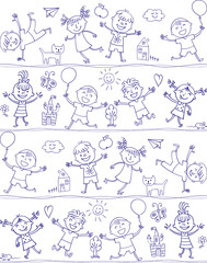 Happy kid cartoon doodle. Drawing like children