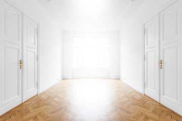 real estate interior - apartment room with wooden floor