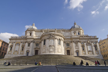 Fototapeta na wymiar The back of Santa Maria Maggiore church in Rome, Italy