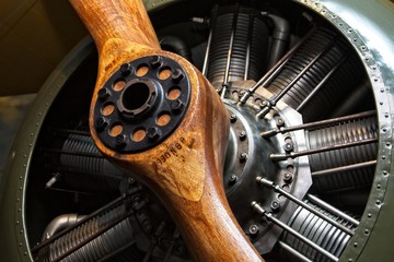 Star engine with propeller of the old plane