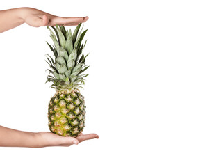 Ripe fresh pineapple isolated on white background