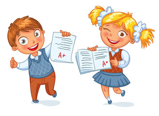 Boys and girls showing perfect test results