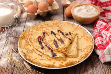 crepe with chocolate with ingredients