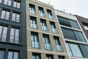 detailed view of townhouse facades