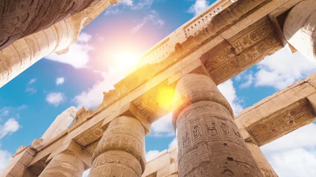Great Hypostyle Hall and clouds at the Temples of Karnak (ancient Thebes). Luxor, Egypt