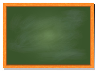 green chalkboard vector illustration with wood frame and blank greenboard template