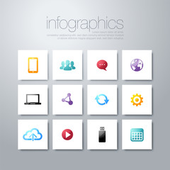 Vector internet and mobile phone social media application icon set