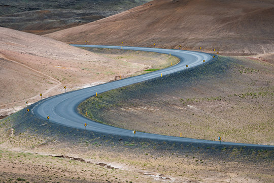 S Road Curve In Iceland