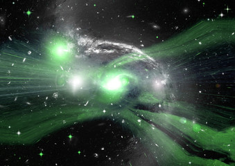 Stars, dust and gas nebula in a far galaxy