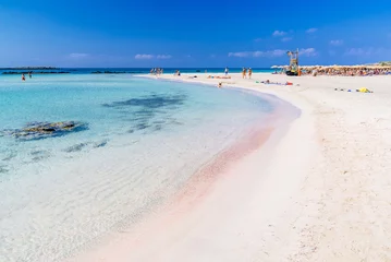 Fototapete Elafonissi Strand, Kreta, Griekenland Berühmter rosafarbener Korallenstrand von Elafonissi auf Westkreta, Mittelmeer, Griechenland