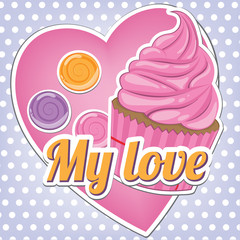 Sweets on a background of heart.