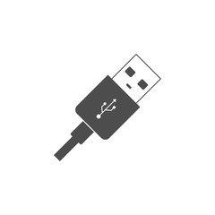 USB cable connector cord icon isolated on white background in flat style