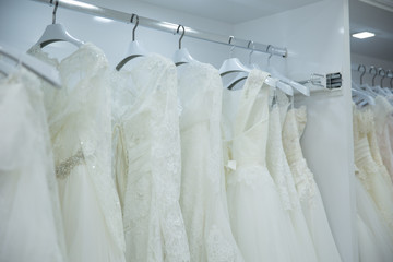 Abstract white wedding dress texture, shallow focus
