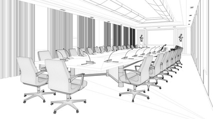 Fototapeta premium CAD Entwurf von Konferenzraum