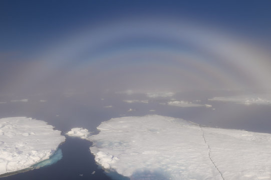 White rainbow over the ice, Arctic Ocean, Arctic
