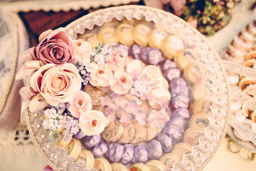 Traditional east engagement sweets and gift for bride, wedding engagement, vintage