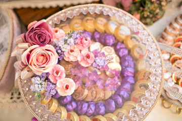 Traditional east engagement sweets and gift for bride, wedding engagement