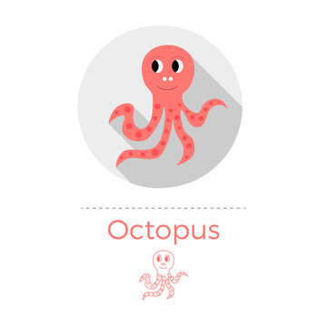 Octopus vector illustration in flat design