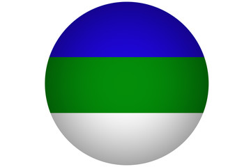 Komi Republic flag 3D illustration symbol. Komi  flag