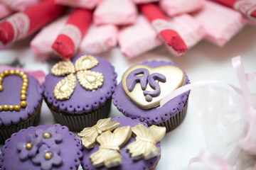 Sweets on table, shallow focus, celebrating, candy bar dessert
