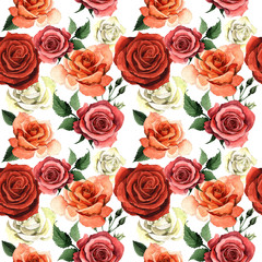 Fototapeta na wymiar Wildflower rose flower pattern in a watercolor style isolated.